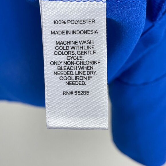 Express Portofino Shirt Womens XS Royal Blue Button Up Roll Tab Sleeve Blouse - Picture 4 of 7